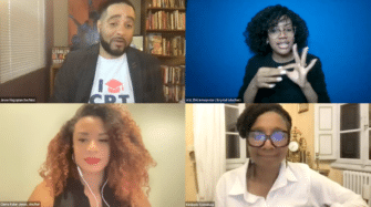 screenshot of presenters and ASL interpreter